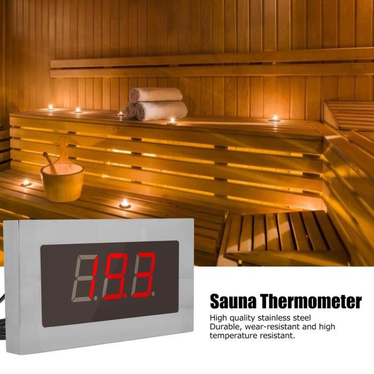 Thermomètre-hygromètre Numérique 2 En 1 Pour Sauna – Bois, Plage 0-120°C Et 0-100%, Pour Hammam Ou Atelier - 9