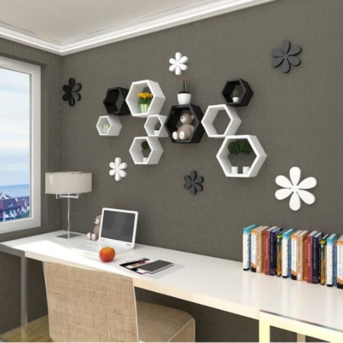 Blanc) Set de 16 Étagères Murales de rangement Étagère murale Cubes Blanc) Set de 16 Étagères Murales de rangement Étagère murale Cubes
