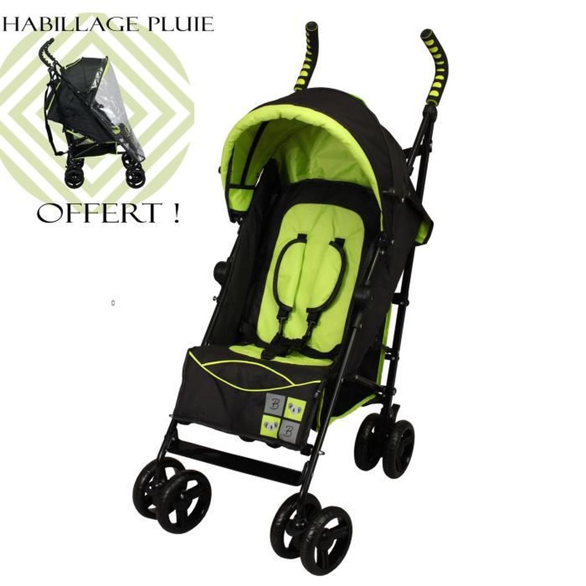 poussette canne noir pas cher