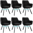 WAFTING Lot de 6 Chaises de Salle à Manger Pivotantes avec Accoudoirs, Rotation à 360°, Chaises de Cuisine en Velours, Noir