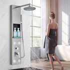 FUZMONOERE Colonne de douche hydromassante multifonction en acier inoxydable avec pomme de douche fixe, massage, étagère (nickel brossé)