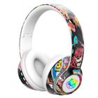 NOBRAND Casque Stéréo Sans Fil Bluetooth Pliable Graffiti Avec Lumière LED, Blanc