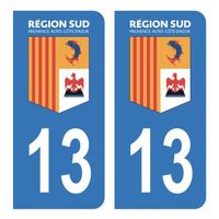 Autocollants Stickers plaque immatriculation voiture auto département 13 Bouches-du-Rhône Logo Région SUD