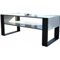 TABLE BASSE LOVY BLANC - NOIR - STYLE INDUSTRIEL - 120cm x 64 cm