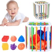 7 pcs Baby Shape Tri Toy Montessori Tri sensoriel Bac Toys colorés Blocs de Forme de Cube([Boîte de fenêtre Ouverte] Polygonal)