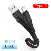 Câble téléphone,Câble USB type-c court de 30 cm pour recharge rapide,cordon d'alimentation pour batterie- Black -For Type c -B
