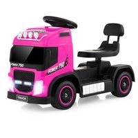 COSTWAY Voiture Électrique Enfants 6V Camion - Musique, Klaxon, LED - siège réglable en hauteur - 18 à 72 mois - 20 kg - Rose