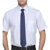 Hommes Casual Chemise Coton mince couleur unie Blouse manche courtes affaires Tops shirt Blanc