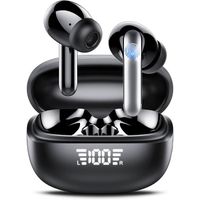 Ecouteurs Sans Fil Réduction de Bruit ANC et ENC Sport Casque Bluetooth 5.3 Écran LED Étanche IPX6 45H d'Autonomie Son Stéréo Noir