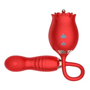 GODEMICHET - VIBRO Jouet Rose rouge pour femmes vibrateurs 3 en 1 et jouets sexuels pour adultes stimulateur clitoridien du point G accessoires sexuel