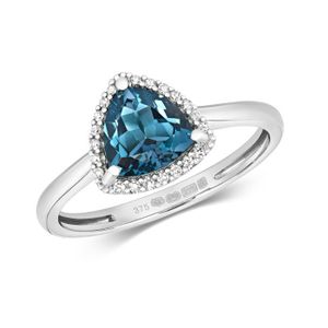 Bague Topaze Bleue De Londres - Argent Sterling 925 - Taille 9 (ajustable) - Vintage