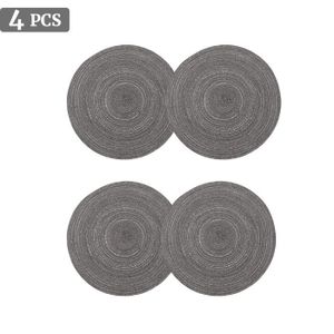 Lot de 4 sets de table en feutre gris fonc/é rond