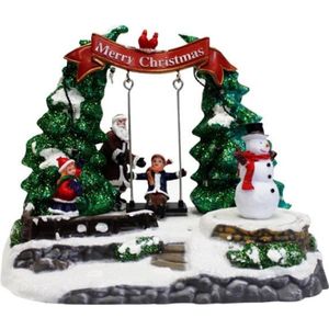 Scène miniature pour village de Noël en polyrésine coloris multicolore  pente de ski – 27 x 15,5 x 28,5 cm : AUTRES MARQUES - botanic®