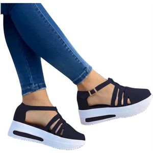 SANDALE - NU-PIEDS Sandales De Sport Femme - Mode Marche Sport Chaussures Plates Respirantes - Noir - Semelle absorbant les chocs