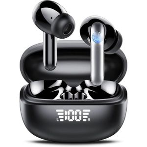 CASQUE - ÉCOUTEURS Ecouteurs Sans Fil Réduction de Bruit ANC et ENC Sport Casque Bluetooth 5.3 Écran LED Étanche IPX6 45H d'Autonomie Son Stéréo Noir