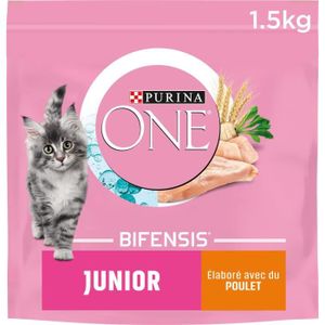 CROQUETTES LOT DE 4 - PURINA ONE - Croquettes pour chat Junior au Poulet - sac de 1,5 kg