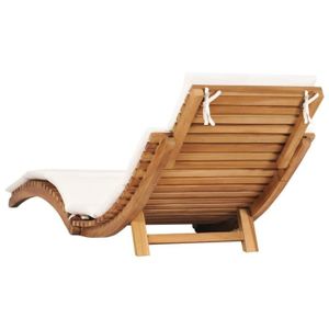CHAISE LONGUE Chaise longue pliable en bois de teck avec coussin blanc cassé - VINGVO - YIN