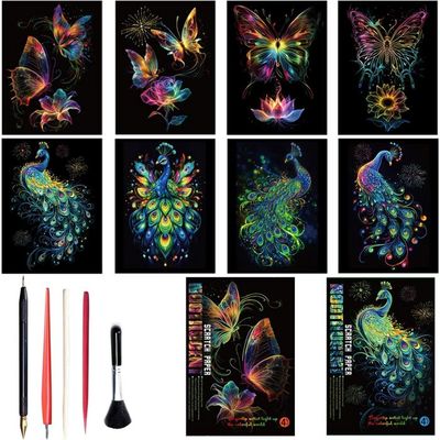 Kit De 12 Papiers à Gratter Pour Adultes – Art Scratch Créatif – Cadeau Original Anniversaire