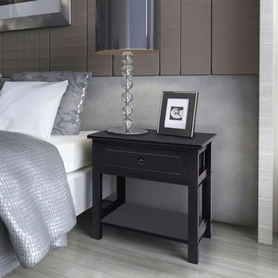 vidaXL Table de Chevet Bois Blanc Support de T/él/éphone Armoire Lat/érale