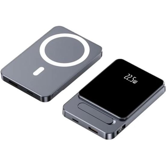 Batterie Externe Sans Fil 10000mAh - Charge Rapide 22.5W - Support Magnétique - Blanc