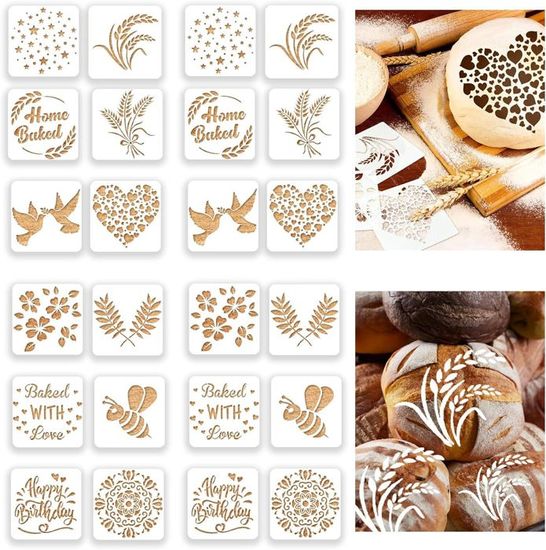 Lot De 20 Pochoirs Pour Gâteau Et Café : 4 Grands + 16 Petits Motifs - Décoration Cookie Et Cappuccino