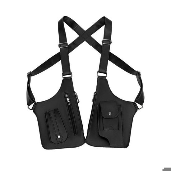 Sac Banane Anti-vol Pour Homme - Multi-poches, Sangle Sous Les Bras, Matériau PU, Dimensions 27.5x31cm - 14