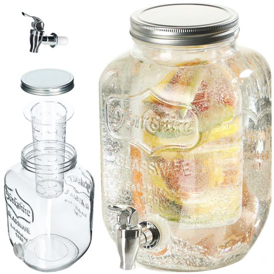 Boisson Insert Distributeur de Boissons en Verre 4L KADAX avec Robinet et Insert ...
