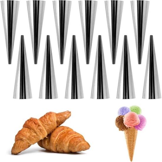 12 Pcs Croissant Moule Cannoli Moule, Moules À En Acier Inoxydable Moules Crème À