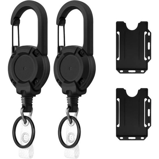 Porte-clés Rétractables Pullther – Lot De 2 Avec Cordon Acier, Mousqueton Et Boucle Badge, Extensible Jusqu'à 70 Cm - 3