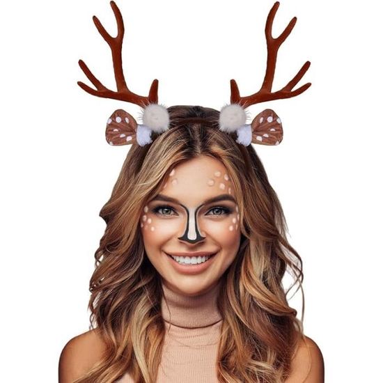 Bandeau de noël en bois de renne, corne, fleur, fermoir, couvre-chef pour enfants et adultes, nouvel an, fête de noël, Cosplay