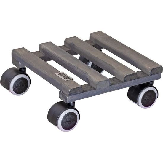 Support à Roulettes Pour Pot De Fleur WAGNER Trèfle De Fortune 29x6,5 Cm - Fonte Gris Ardoise, 75kg, Intérieur Extérieur