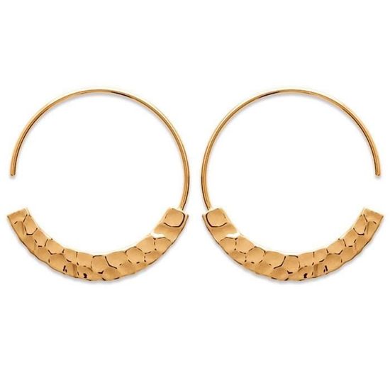 Boucles D'Oreilles Créoles Plaqué Or Vintage Oria - Stock Neuf, Occasion Ancien