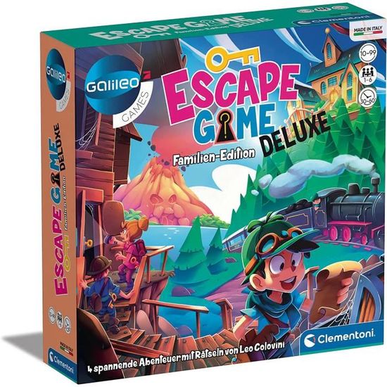 Clementoni Escape Game 59257 - Deluxe Edition Famille Jeu de societe a l'enigme avec 4 Aventures, avec Cartes de Remarque et 