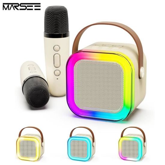 Karaoke Enfant avec 2 Microphone, Micros Karaoké sans Fil, Jouet de Portable Karaoké Bluetooth avec LED Lumière pour Enfant Adulte Fille Cadeau Karaoke Enfant avec 2 Microphone, Micros Karaoké sans Fil, Jouet de Portable Karaoké Bluetooth avec LED Lumière pour Enfant Adulte Fille Cadeau