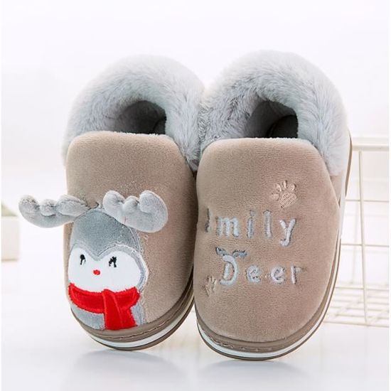 Chausson Enfant,Mignon Slippers Antidérapant,Chaussons Motifs Animaux  Hiver,Pantoufle Wapiti,Slippers en Coton,pour Bébé,Garçon,S marron -  Cdiscount Chaussures