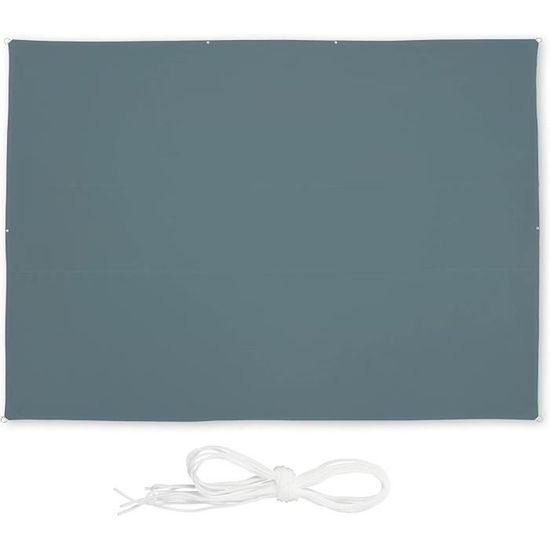 Relaxdays Voile D'Ombrage Rectangulaire Imperméable Anti-UV 4,5 X 5,5 M Gris - Protection Solaire Avec Tendeurs Pour Terrasse, Balcon Et Jardin