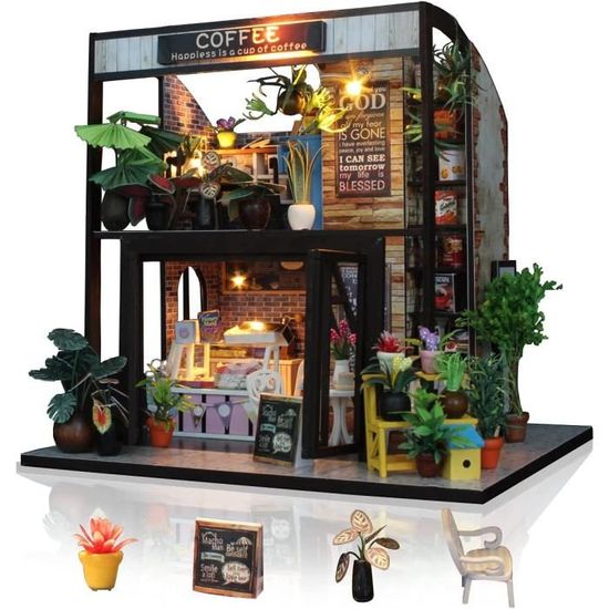 Kit Maison Miniature DIY Cuteefun - Jardin Monet, Avec Musique Et Meubles, Bois, 32x24,5x23,5cm - Pour Adultes
