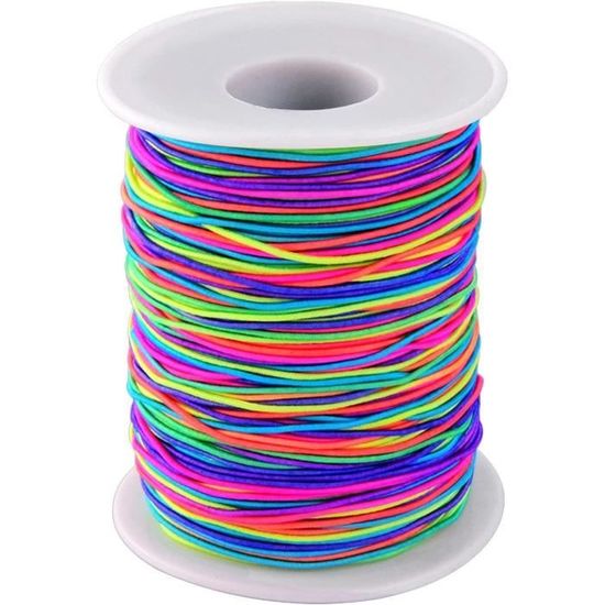 1mm 100m Cordon Elastique Couleur Arc-en-ciel Fil Pour Bracelet Perle
