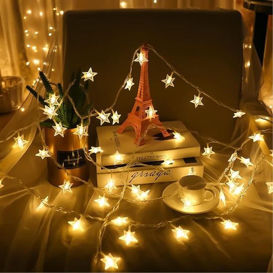 Guirlande De Noël Éclairée 5m 50 LED à Piles - Bonhommes De Neige, Pères Noël Pour Sapin Et Décoration