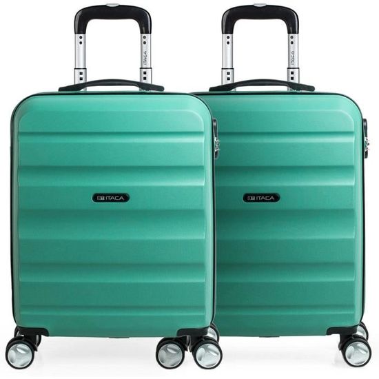 5 Cities Set De Deux Bagages Cabine Valise à Roulettes Menthe + Gris - Bagage Main 55cm Ryanair