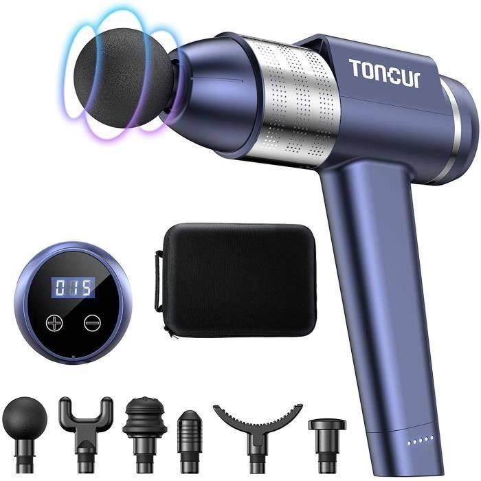 Toncur Pistolet de Massage Musculaire,Masseur Musculaire Ultra Silencieux 38 dB, Appareil Massage avec 30 Vitesse Réglables