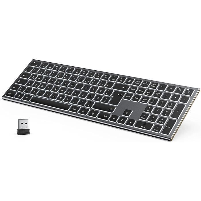 Clavier sans fil rétroéclairé rechargeable 2.4 g blanc clavier sans fil  lumineux pour ordinateur de bureau, ordinateur portable, d - Cdiscount  Informatique