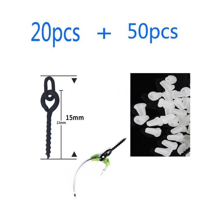 10Pcs Appât Vis avec 20pcs Anneaux Ovales Carpe Rig Anneau Arrête Carpe Pêche Crochet de Pêche Visnoir