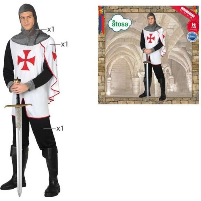 ATOSA Déguisement Chevalier Croisé - Homme - Blanc