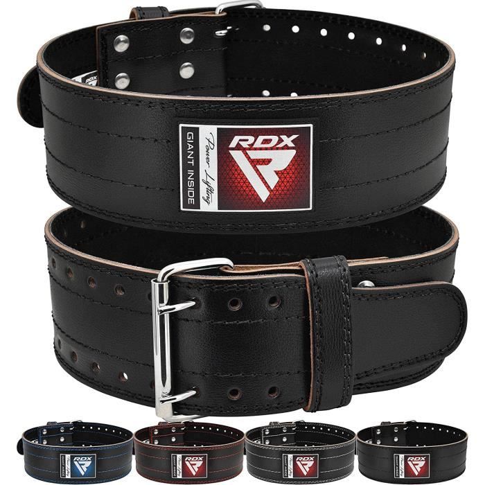 RDX Ceinture de Musculation 4” Cowhide Cuir Réglable Support Dos Lombaire Ceinture D'haltérophilie, Noir, XS