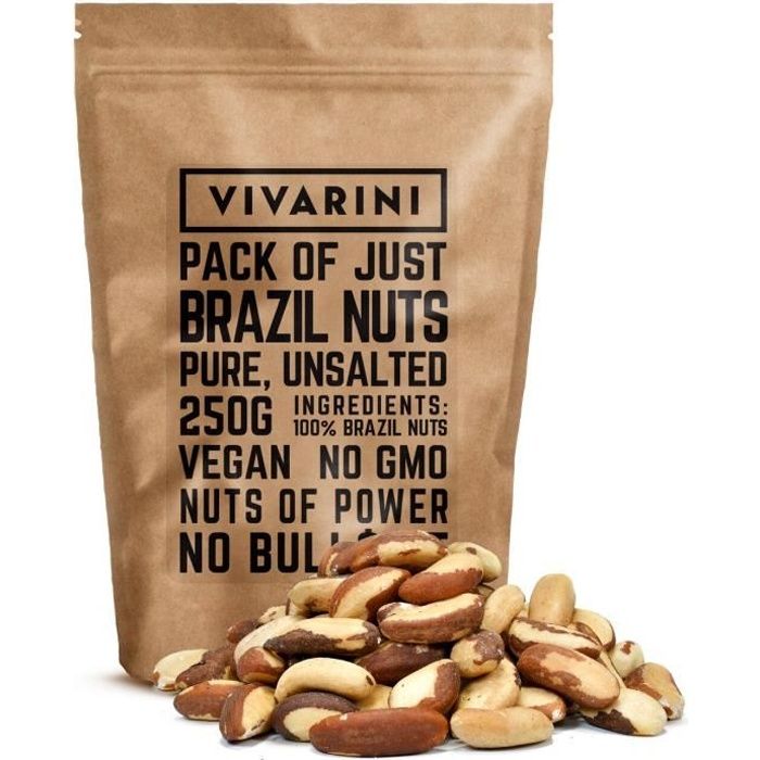 Noix du Brésil Vivarini Frais Noix Entières, Brutes, non traitées et Naturelles Premium 250g