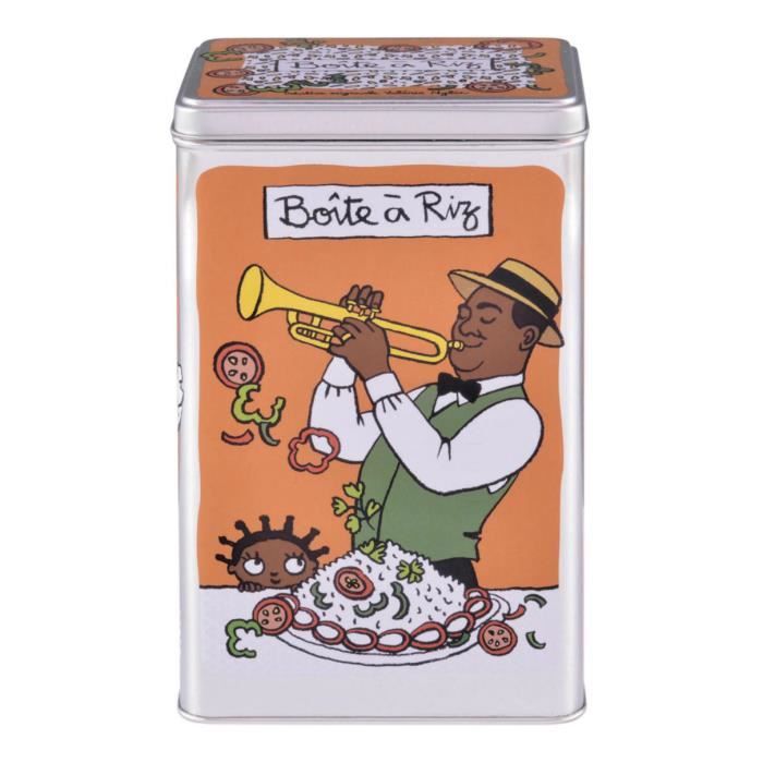 Boîte à Riz LOUISIANE en Métal Orange - de Rangement Conservation pour Déco Cuisine - Valérie Nylin DLP Derrière La Porte