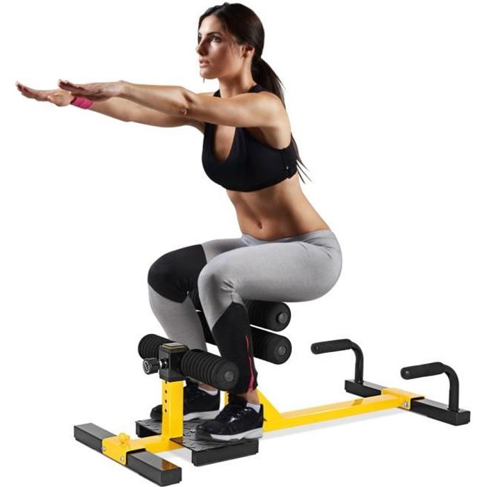 GOPLUS Machine à Squat Profond Multifonctionnelle Réglable en 6 Niveaux de Hauteur,avec Poigné,Utilisation pour Maison,Bureau,Gym