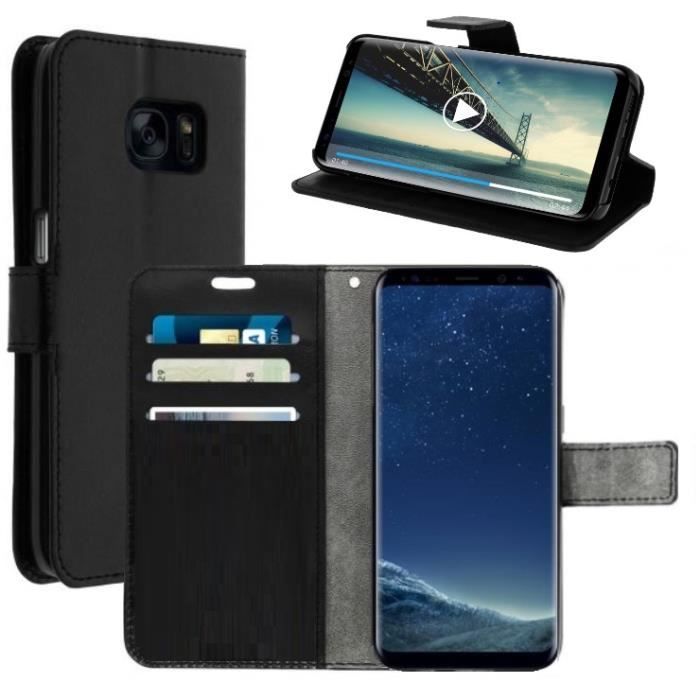 Coque Samsung Galaxy S8 Rabat Portefeuille Noir