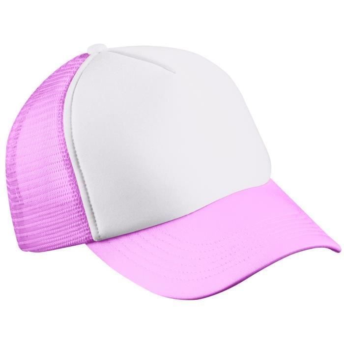 Casquette trucker avec filet style rétro - MB070 - blanc et rose clair